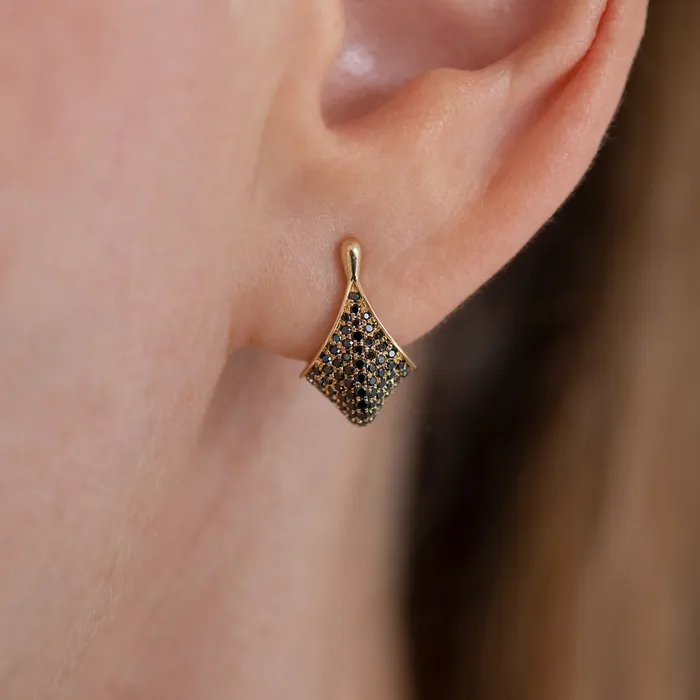 Earrings Pave Black Diamond Modern Huggie Earrings ARTEMER
