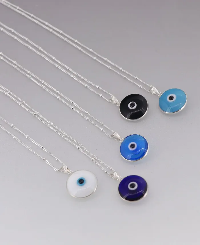 Enamel Work Small Evil Eye Charm Necklace Buddha Groove Necklaces