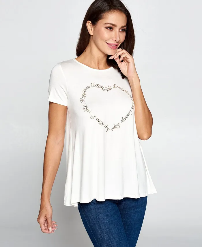 Golden Heart Inspirational Swing Tee Buddha Groove Necklaces
