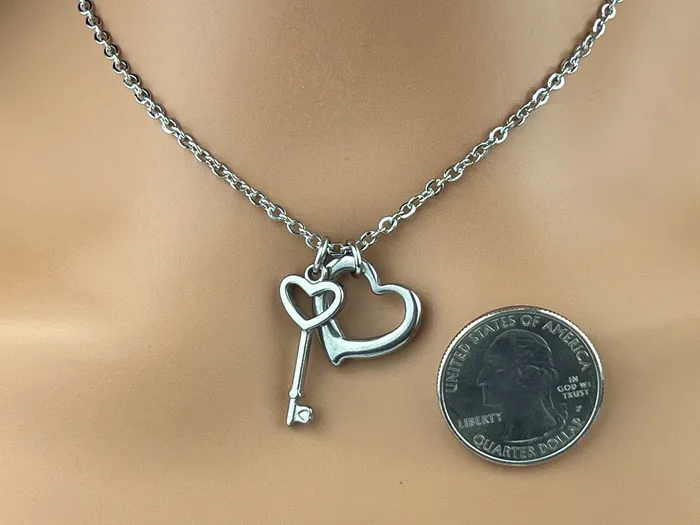 Heart and Key Necklace Captive Collars Necklaces