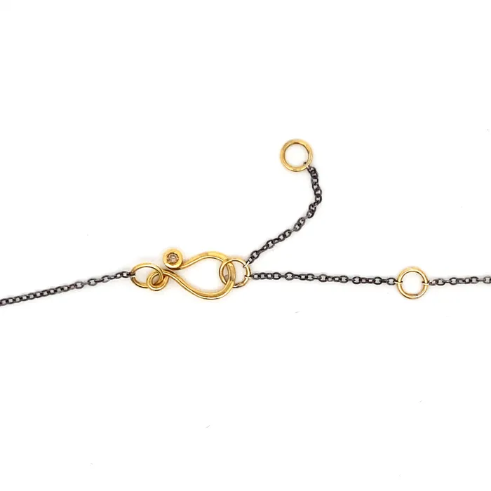 Necklaces Q Evon 14k South Sea Keshi Pearl Necklace with Champagne Diamond
