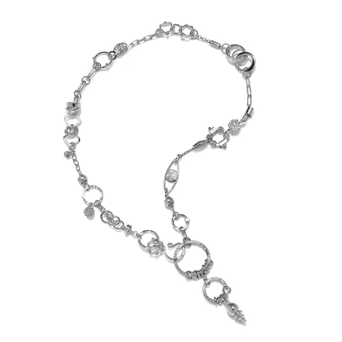 Necklaces Q EVON White Rhodium Plumb Bob Sculpture Necklace
