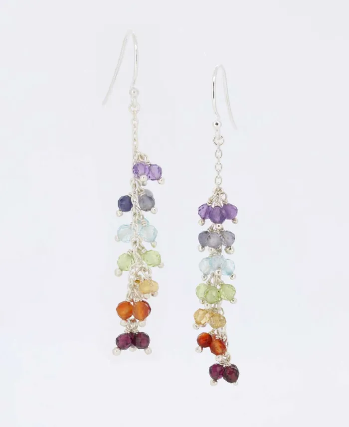 Sterling Silver Chakra Stones Earrings Buddha Groove Earrings