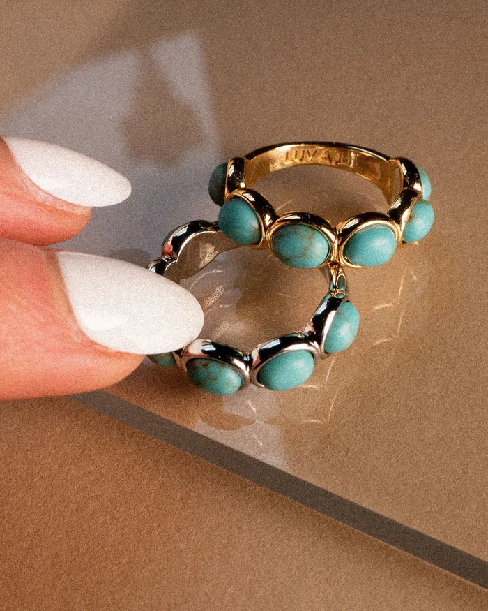 Turquoise Stone Ring Gold Luv Aj Rings Turquoise Stone Ring Gold Luv Aj Rings
