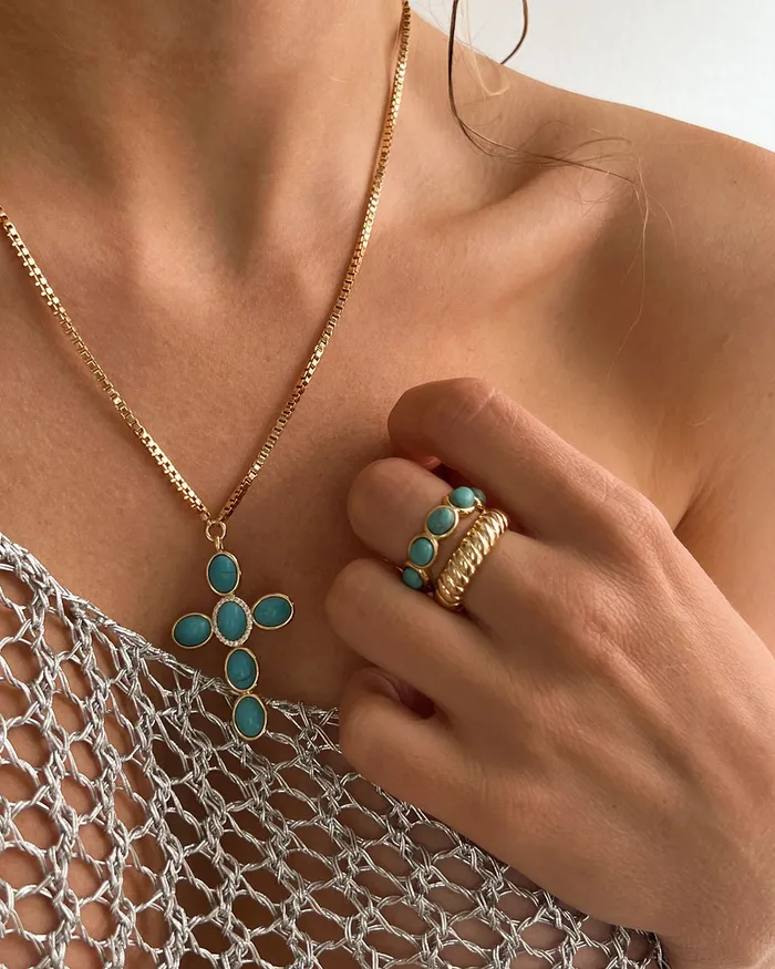 Turquoise Stone Ring Gold Luv Aj Rings Turquoise Stone Ring Gold Luv Aj Rings