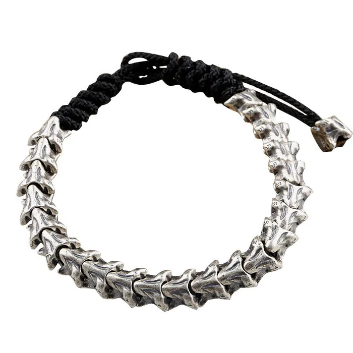 Viking Trinkets Bracelets Spine Of The Beast Sterling Silver Snake Bone Adjustable Bracelet