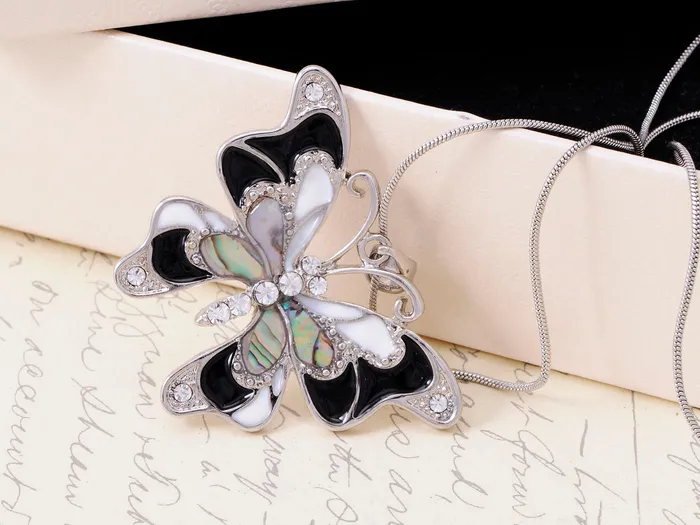 Abalone Colored Black White Butterfly Pendant Necklace Alilang Necklaces Abalone Colored Black White Butterfly Pendant Necklace Alilang Necklaces