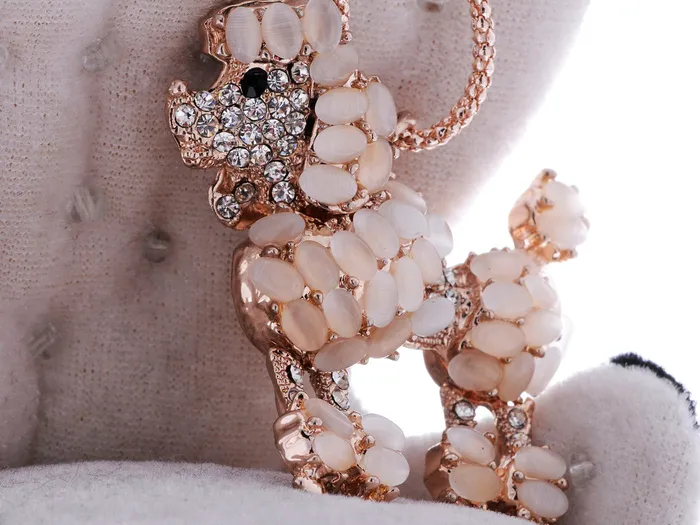 Alilang Necklaces Light Peach Gemss Poodle Dog Pendant Necklace