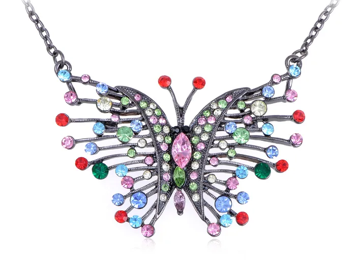 Alilang Necklaces Pastel Colorful Gun Wire Wing Butterfly Pendant Necklace