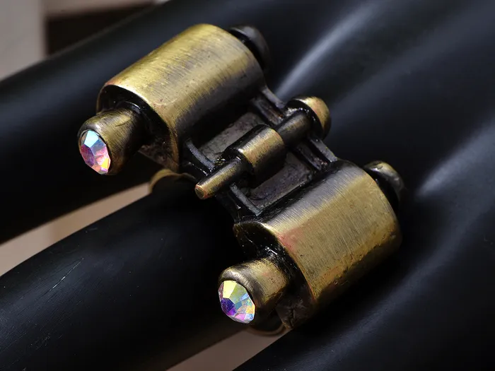 Alilang Rings Brass Aurora Borealis Binoculars Ring Alilang Rings Brass Aurora Borealis Binoculars Ring