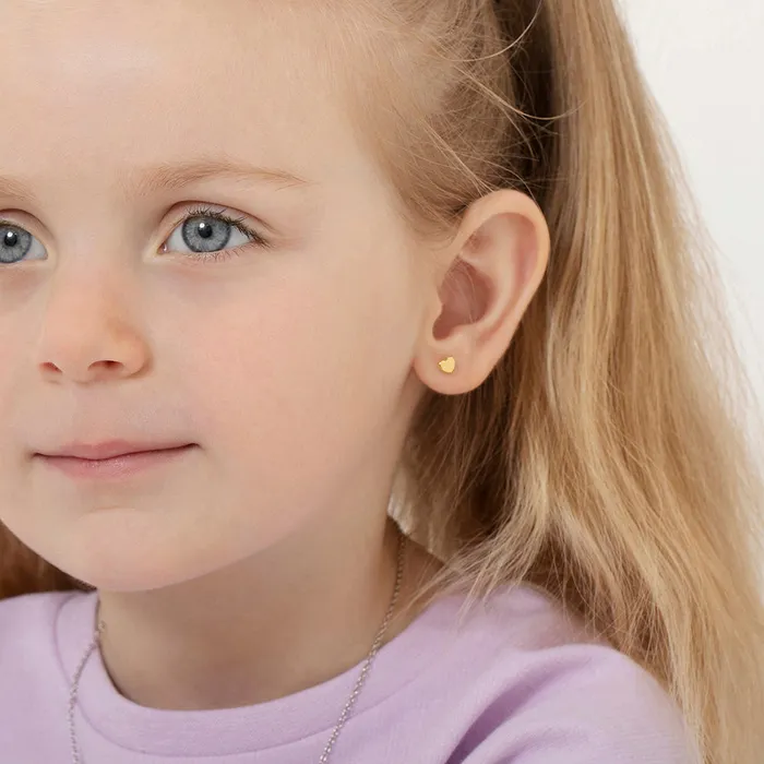 Baby Screw Back Earrings Earrings 14k Gold Classic Polished Heart Baby Toddler Kids Earrings Safety Screw Back
