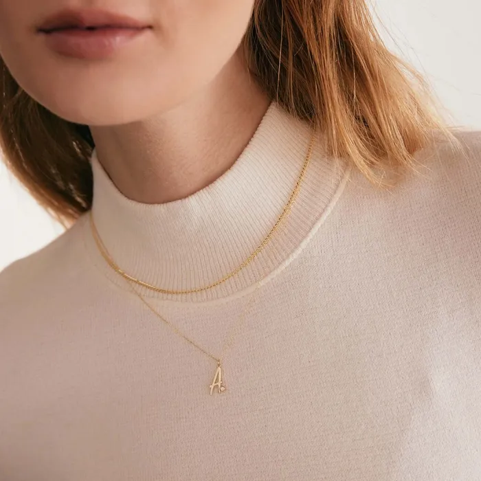 BezelSet Initial Necklace Gelin Diamond Necklaces