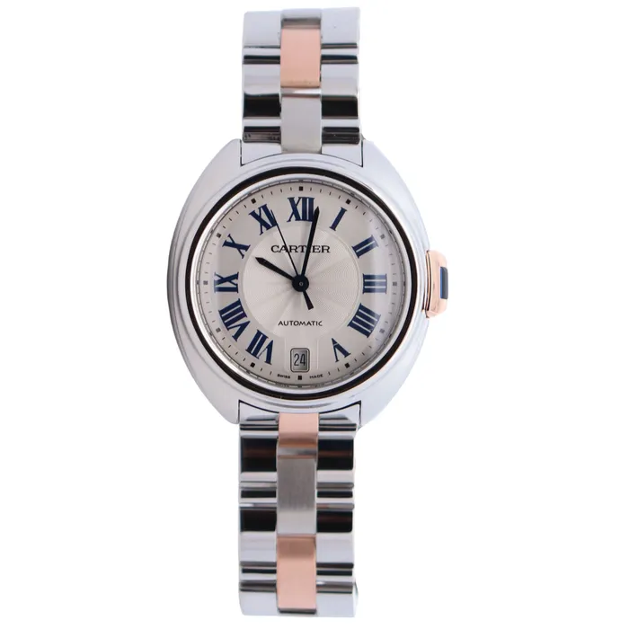 Cartier Cle De Cartier 35mm White Dial Watch Ref W2CL0003 Happy Jewelers Watches Cartier Cle De Cartier 35mm White Dial Watch Ref W2CL0003 Happy Jewelers Watches