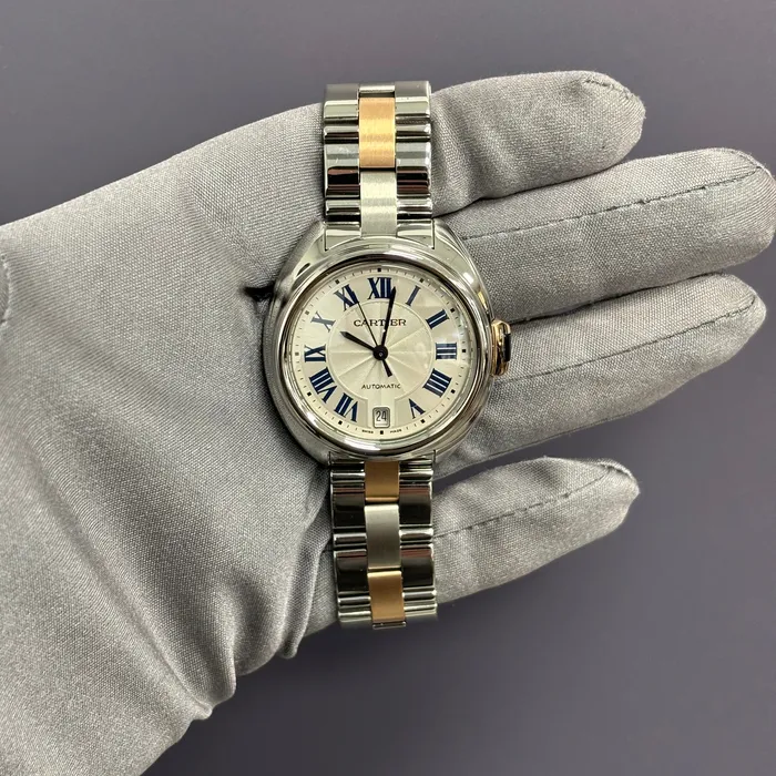 Cartier Cle De Cartier 35mm White Dial Watch Ref W2CL0003 Happy Jewelers Watches Cartier Cle De Cartier 35mm White Dial Watch Ref W2CL0003 Happy Jewelers Watches