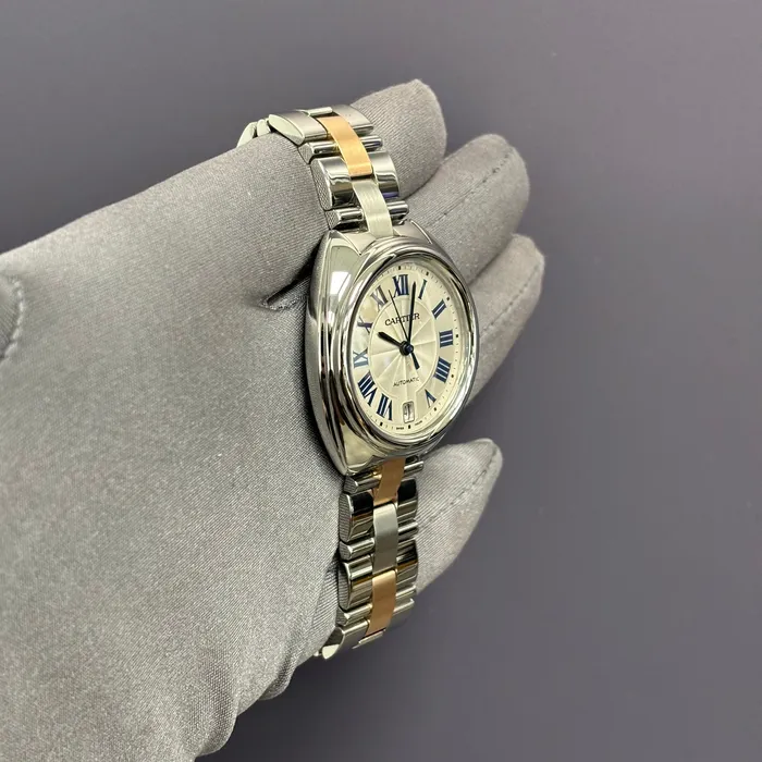Cartier Cle De Cartier 35mm White Dial Watch Ref W2CL0003 Happy Jewelers Watches Cartier Cle De Cartier 35mm White Dial Watch Ref W2CL0003 Happy Jewelers Watches