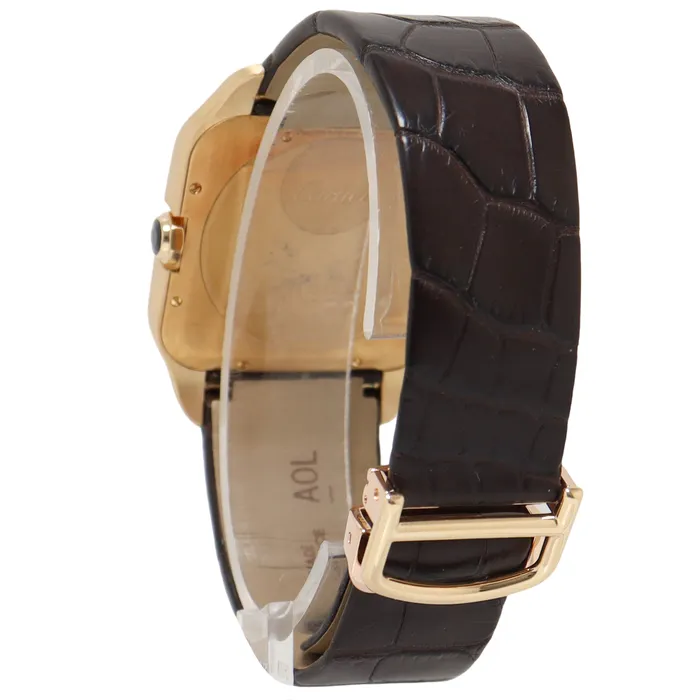 Cartier Santos Dumont Yellow Gold 35mm White Roman Numeral Dial Watch Reference W2009251 Happy Jewelers Watches