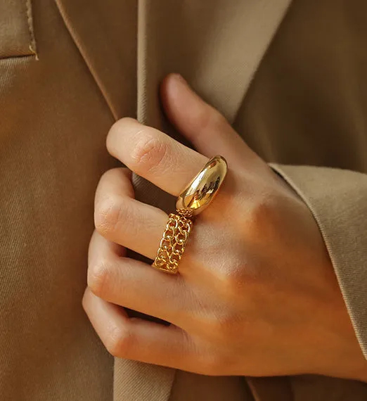 Double Layered Chain Links Gold Ring Refined by AnnaKaci Rings
