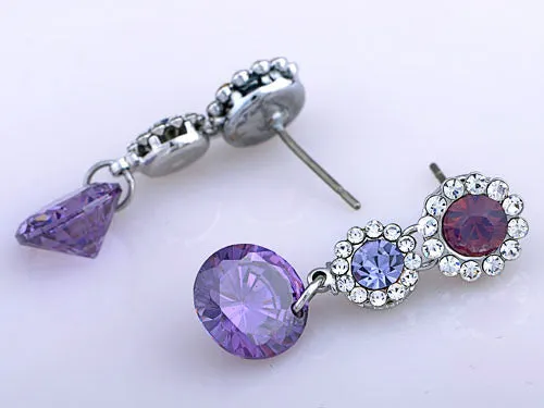 Earrings Alilang Swarovski Crystal Element Silver Purple Floral Flower Daisy Dangle Earrings Earrings Alilang Swarovski Crystal Element Silver Purple Floral Flower Daisy Dangle Earrings
