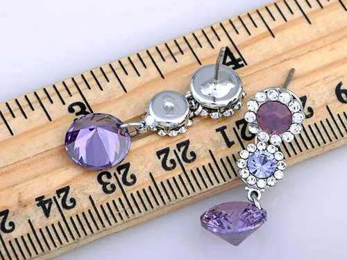 Earrings Alilang Swarovski Crystal Element Silver Purple Floral Flower Daisy Dangle Earrings Earrings Alilang Swarovski Crystal Element Silver Purple Floral Flower Daisy Dangle Earrings
