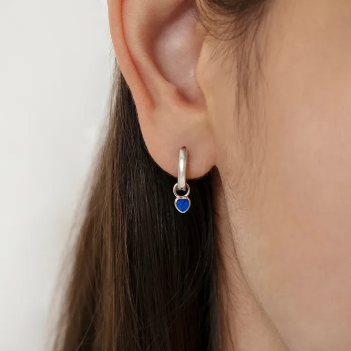 Earrings Baby Hoop Earrings CZ Birthstone Heart 9mm Kids Childrens Girls Earrings HoopHuggie Dangle Safety Latch Sterling Silver