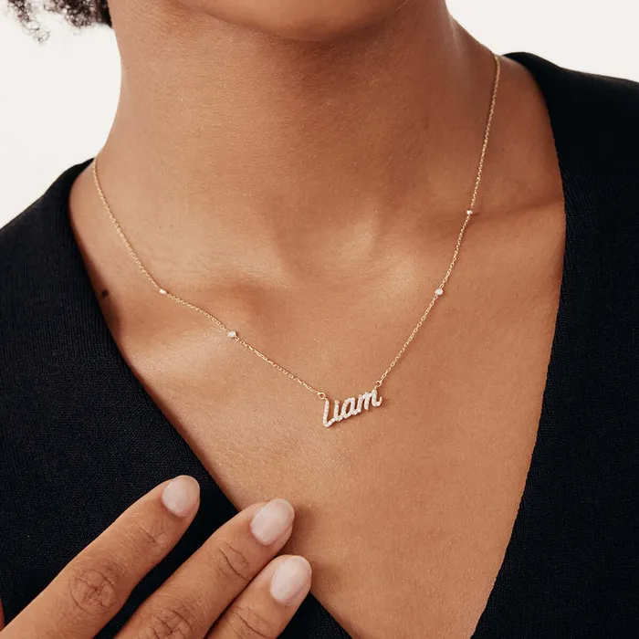 Gelin Diamond Necklaces Diamond BezelSet Name Necklace