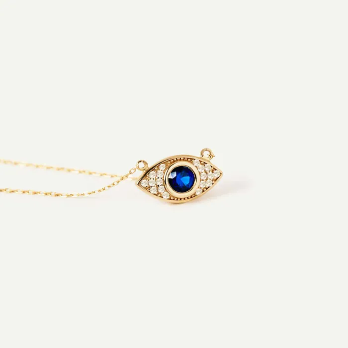 Gelin Diamond Necklaces Diamond Pave Evil Eye Necklace with Sapphire