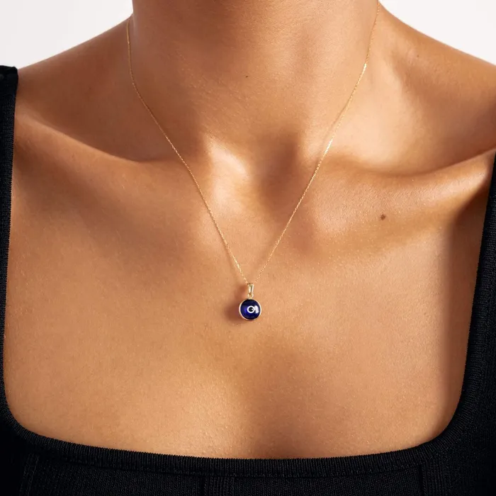 Gelin Diamond Necklaces Navy Blue Evil Eye Necklace