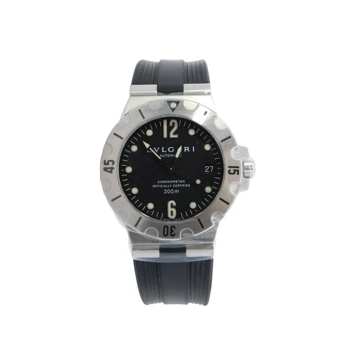 Happy Jewelers Watches Bvlgari Scuba 38mm Black Dial Watch Ref SD38S