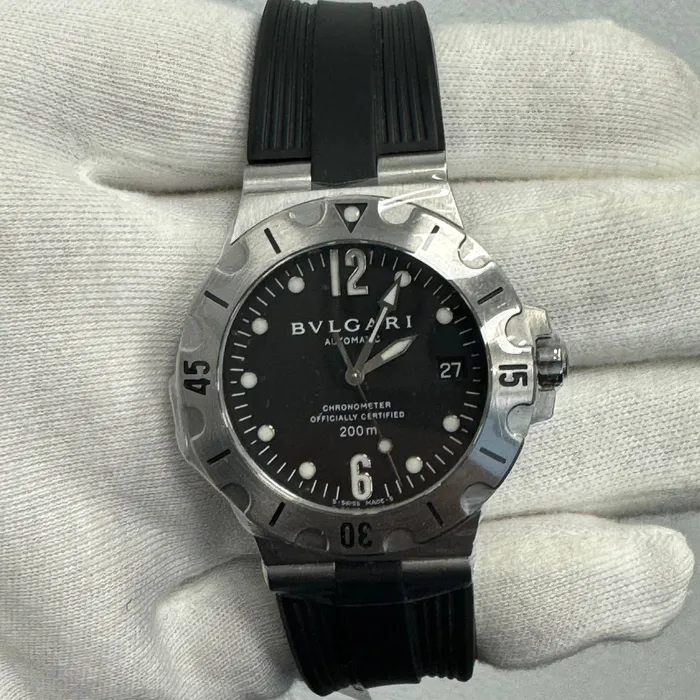 Happy Jewelers Watches Bvlgari Scuba 38mm Black Dial Watch Ref SD38S Happy Jewelers Watches Bvlgari Scuba 38mm Black Dial Watch Ref SD38S