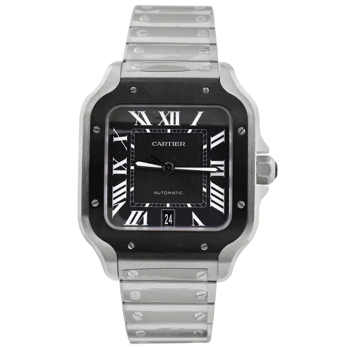 Happy Jewelers Watches Cartier Santos 40mm Grey Dial Watch Ref WSSA0037