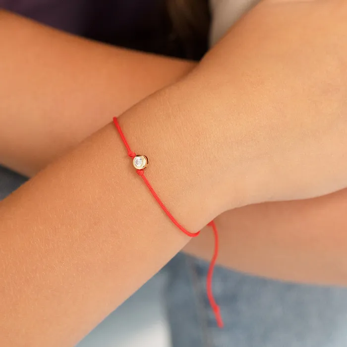 Kids Chain Link Bracelets Bracelets 14k Gold Red Fortune Tiny Clear Round CZ Kids Teen Bracelet