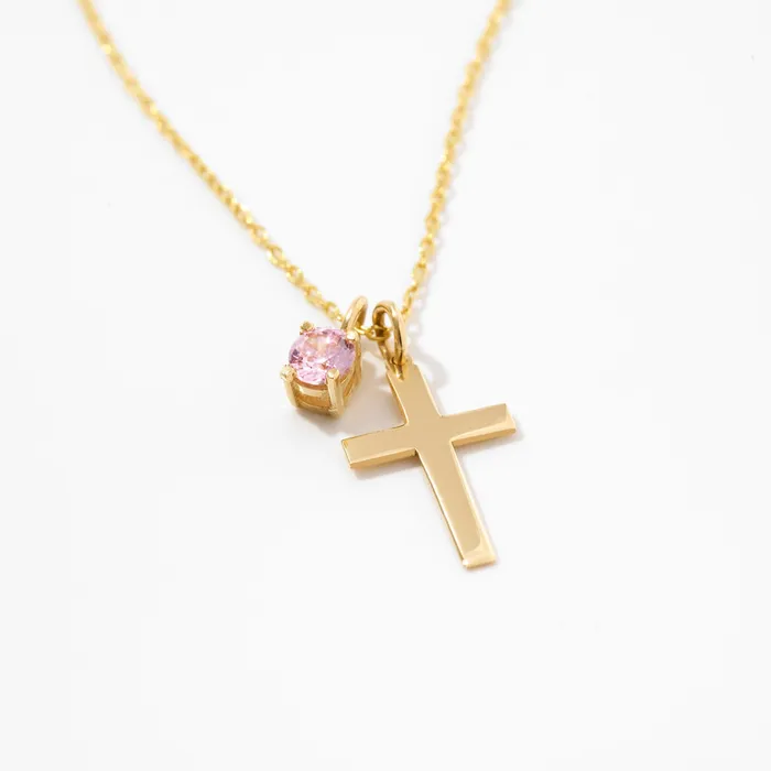Necklaces Gelin Diamond Cross Birthstone Necklace