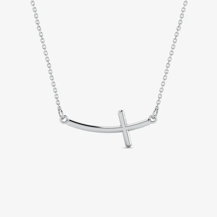 Necklaces Gelin Diamond Sideways Curved Cross Necklace