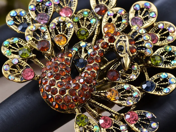 Rings Exotic Wild Bird Indicolite Bright Blue Peacock Tail Ring Alilang