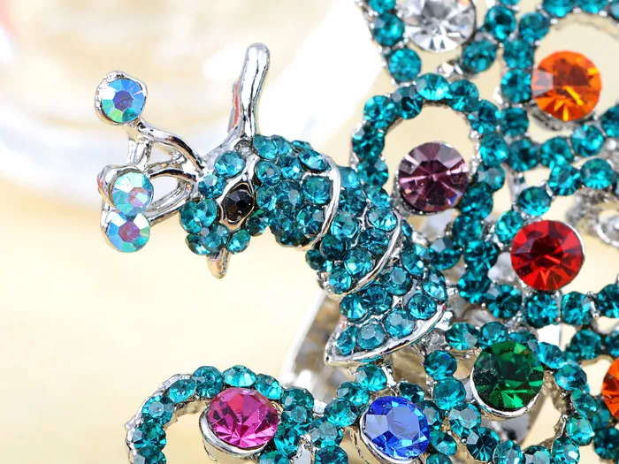Rings Exotic Wild Bird Indicolite Bright Blue Peacock Tail Ring Alilang
