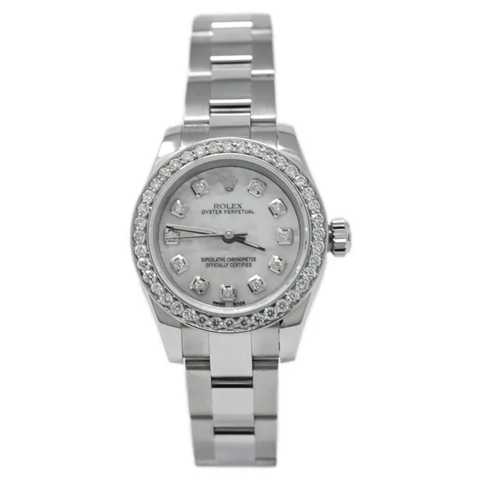 Rolex Ladies Oyster Perpetual 26mm White MOP Diamond Dial Watch Reference 176200 Happy Jewelers Watches Rolex Ladies Oyster Perpetual 26mm White MOP Diamond Dial Watch Reference 176200 Happy Jewelers Watches
