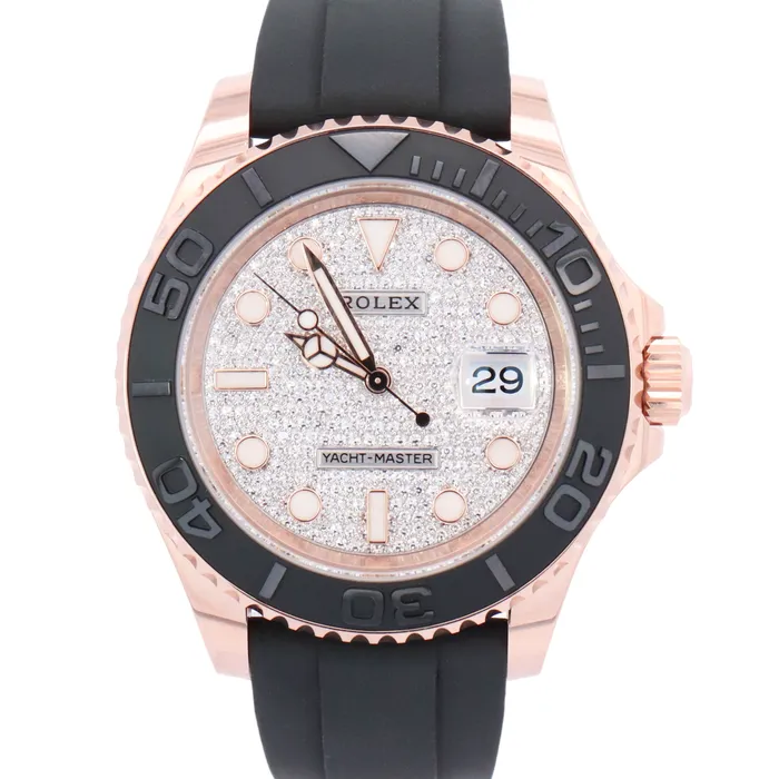 Rolex YachtMaster 40mm Pave Dial Watch Ref 126655 Happy Jewelers Watches Rolex YachtMaster 40mm Pave Dial Watch Ref 126655 Happy Jewelers Watches