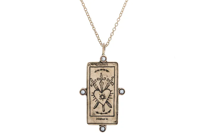 Sofia Zakia Necklaces Diamond Three of Swords Tarot Card Necklace