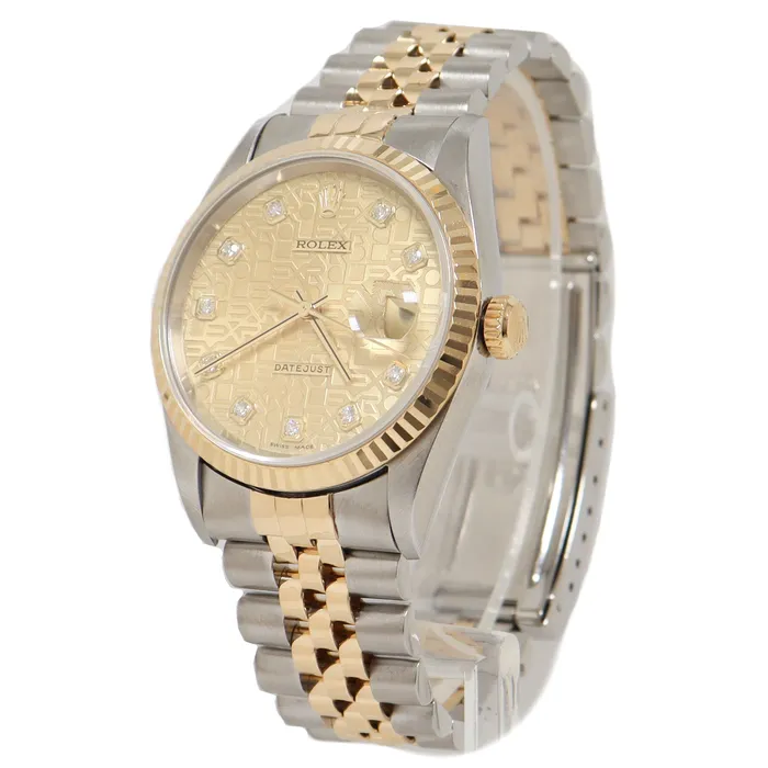 Watches Happy Jewelers Rolex Datejust Yellow Gold Steel 36mm Jubilee Diamond Dial Watch Reference 16233