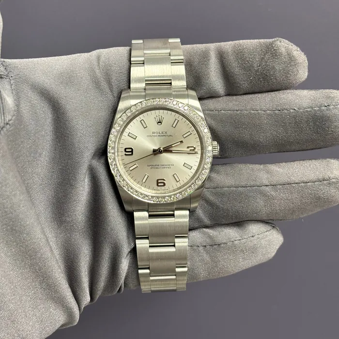 Watches Happy Jewelers Rolex Oyster Perpetual 34mm Silver Dial Watch Ref 114200 Watches Happy Jewelers Rolex Oyster Perpetual 34mm Silver Dial Watch Ref 114200