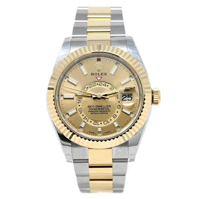 Watches Rolex SkyDweller 42mm Champagne Dial Watch Ref 326933 Happy Jewelers Watches Rolex SkyDweller 42mm Champagne Dial Watch Ref 326933 Happy Jewelers