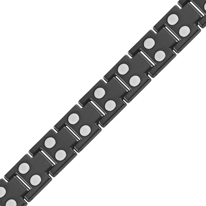 Willis Judd Mens Double Row Magnetic Bracelet Black with CZ stone Bracelets
