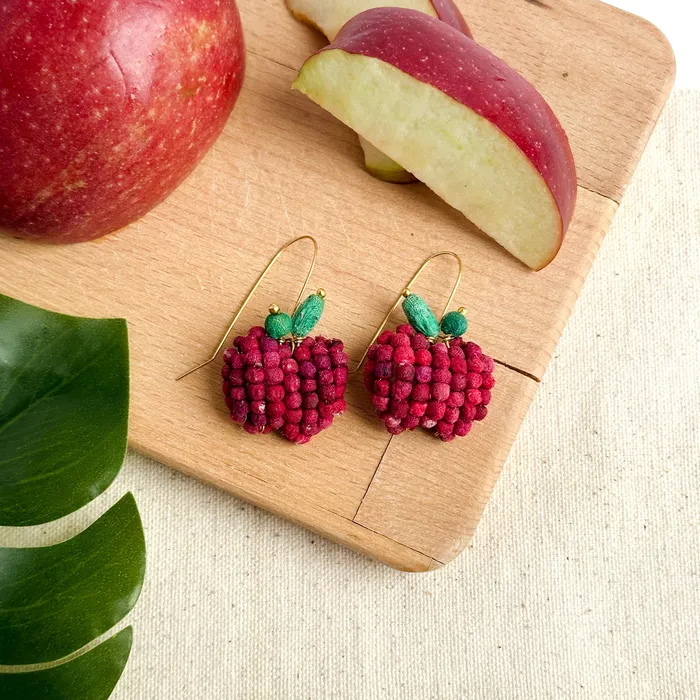 WorldFinds Earrings Kantha Apple Earrings