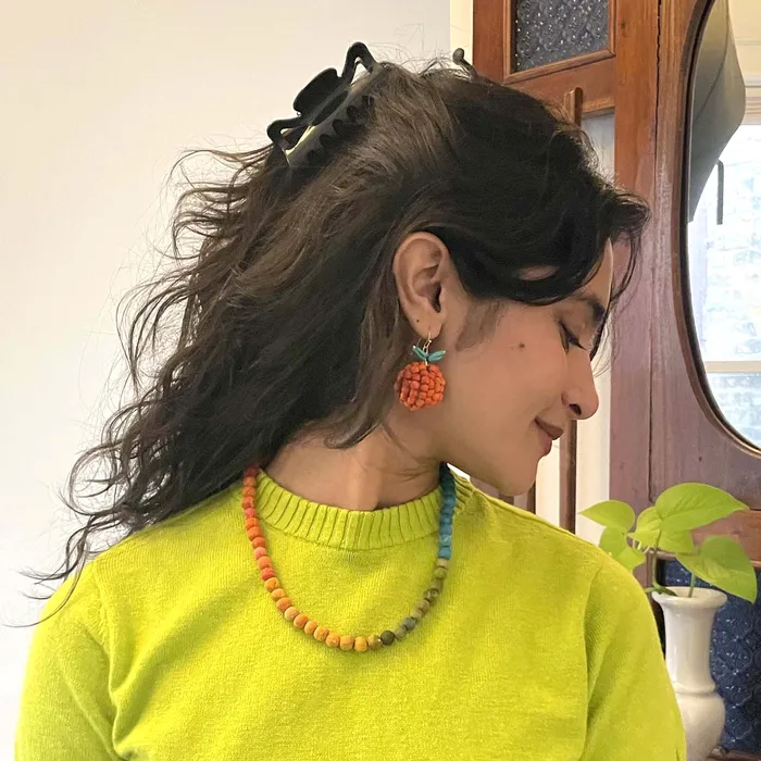 WorldFinds Earrings Kantha Orange Earrings